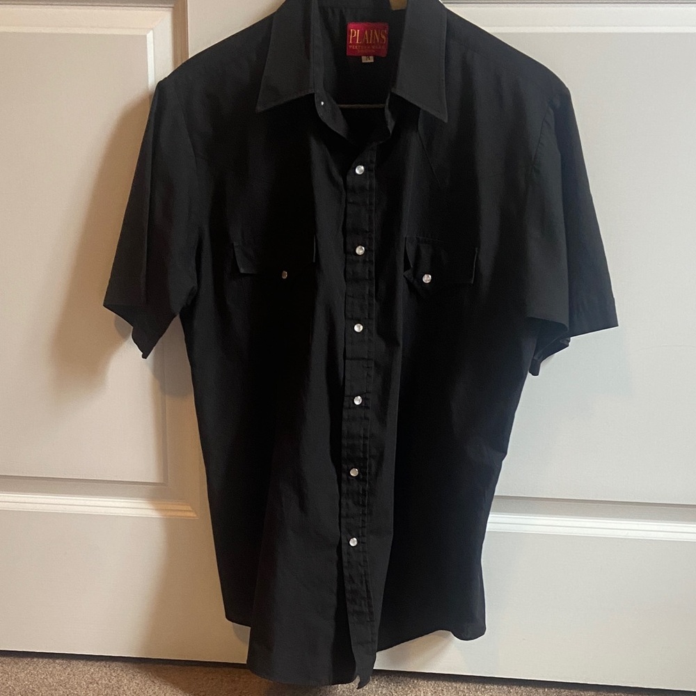 Plains Black Casual Button Down Shirt for Men